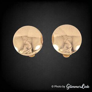 Vintage Napier Gold Tone Dome Clip On Earrings - Mid Century Button Style, 1950s
